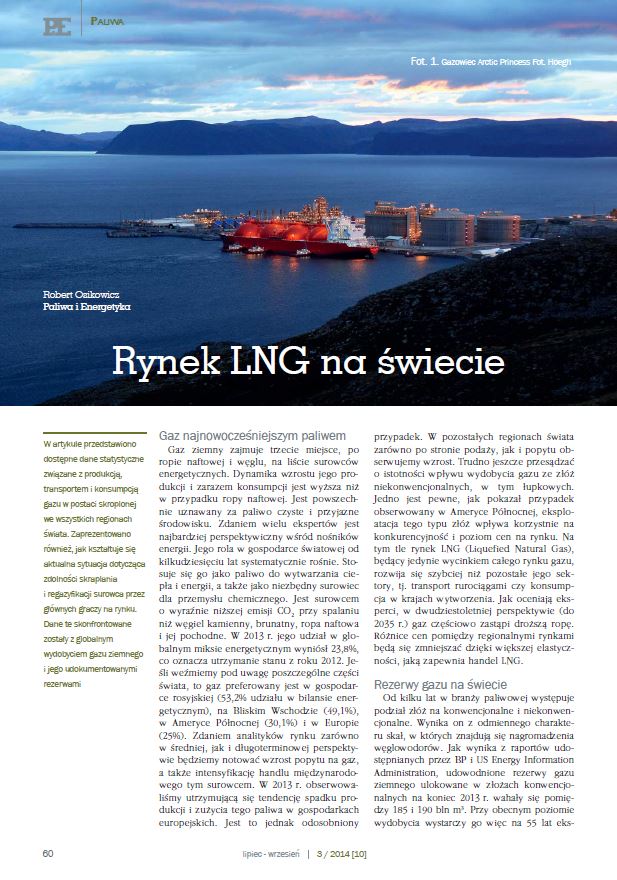 Przegląd rynku LNG. Paliwa i Energetyka sierpień 2014 - zdjecia tytulowe
